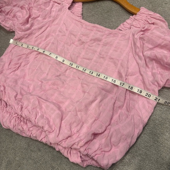 Free People Alicia Top Pink Crinkled Balloon Sleeves Open Tie Back Blouse - Picture 10 of 11